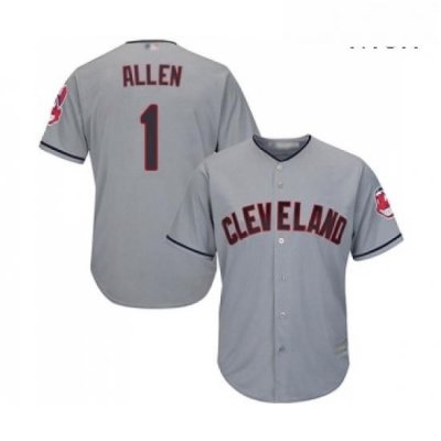 Mens Cleveland Indians 1 Greg Allen Replica Grey Road Cool Base Baseball Jersey