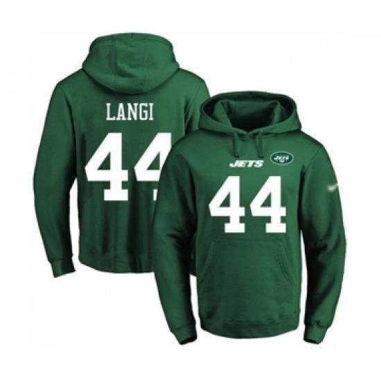 Football Mens New York Jets 44 Harvey Langi Green Name Number Pullover Hoodie