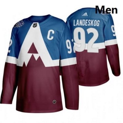 Avalanche 92 Gabriel Landeskog Blue Red 2020 NHL Stadium Series Adidas Jersey