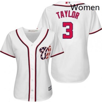 Womens Majestic Washington Nationals 3 Michael Taylor Replica White Home Cool Base MLB Jersey