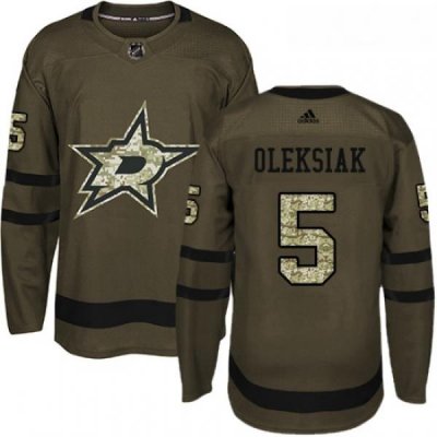 Youth Adidas Dallas Stars 5 Jamie Oleksiak Premier Green Salute to Service NHL Jersey