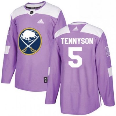 Mens Adidas Buffalo Sabres 5 Matt Tennyson Authentic Purple Fights Cancer Practice NHL Jersey