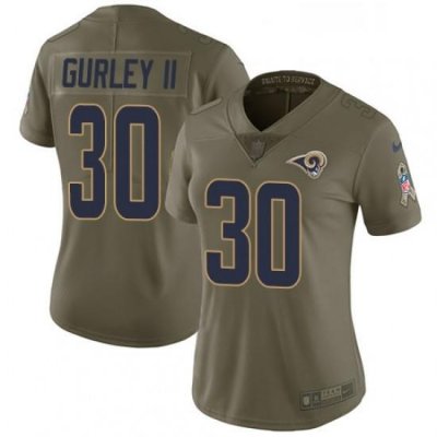 Womens Nike Los Angeles Rams 30 Todd Gurley Limited Olive 2017 Salute to Service NFL Jersey