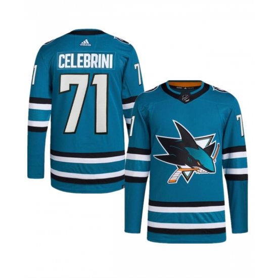 Men San Jose Sharks 71 Macklin Celebrini Teal 2024 Draft Stitched Jersey