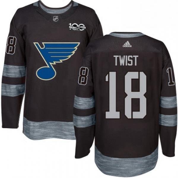 Mens Adidas St Louis Blues 18 Tony Twist Authentic Black 1917 2017 100th Anniversary NHL Jersey