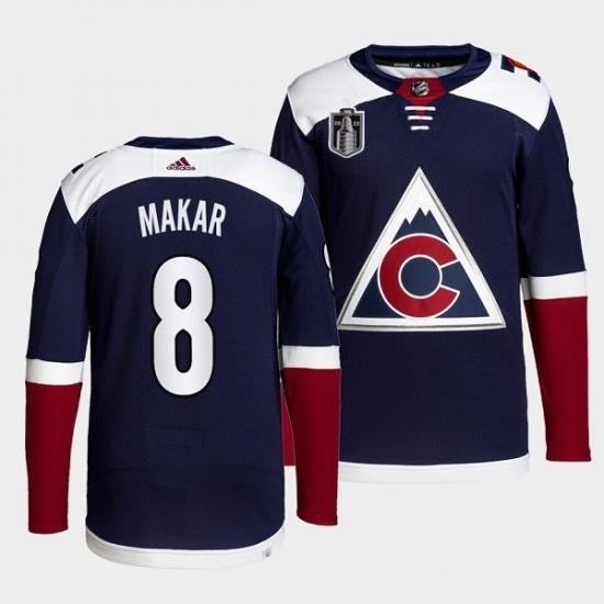 Men Colorado Avalanche 8 Cale Makar Navy 2022 Stanley Cup Final Patch Stitched Jersey