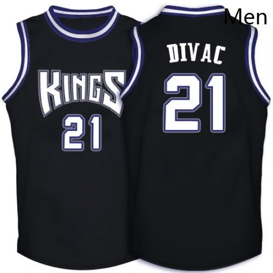 Mens Adidas Sacramento Kings 21 Vlade Divac Swingman Black Throwback NBA Jersey