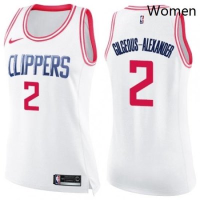 Womens Nike Los Angeles Clippers 2 Shai Gilgeous Alexander Swingman White Pink Fashion NBA Jersey