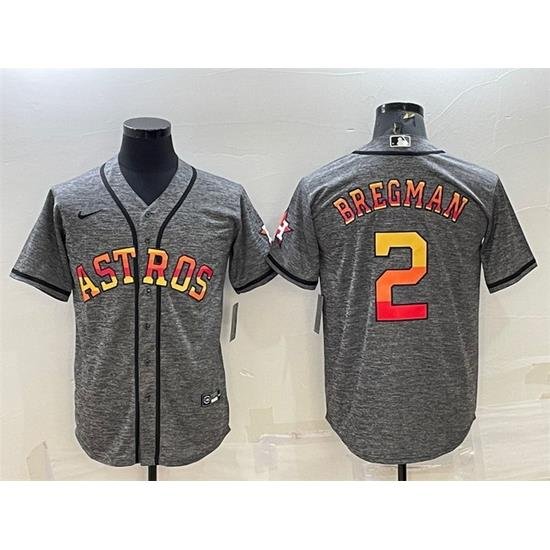 Men Houston Astros 2 Alex Bregman Grey Cool Base Stitched Baseball Jersey