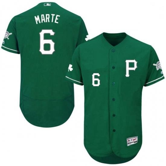 Mens Majestic Pittsburgh Pirates 6 Starling Marte Green Celtic Flexbase Authentic Collection MLB Jersey