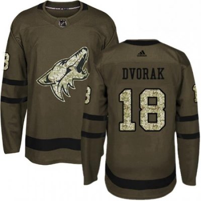 Youth Adidas Arizona Coyotes 18 Christian Dvorak Premier Green Salute to Service NHL Jersey