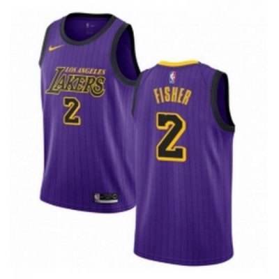 Womens Nike Los Angeles Lakers 2 Derek Fisher Swingman Purple NBA Jersey City Edition