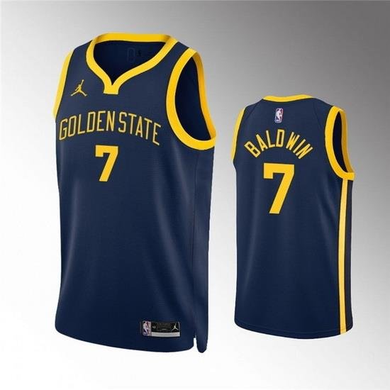 Men Golden State Warriors 7 Patrick Baldwin Jr  Navy Statement EditionStitched Jersey