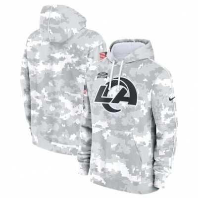 Men Los Angeles Rams 2024 Arctic Camo Salute To Service Club Fleece Pullover Stitched Hoodie