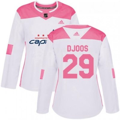 Womens Adidas Washington Capitals 29 Christian Djoos Authentic WhitePink Fashion NHL Jersey