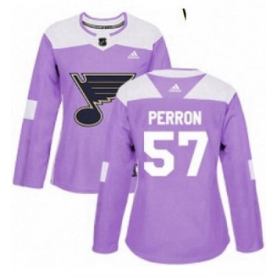 Womens Adidas St Louis Blues 57 David Perron Authentic Purple Fights Cancer Practice NHL Jersey