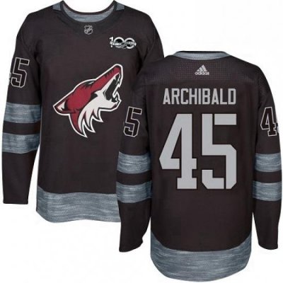 Mens Adidas Arizona Coyotes 45 Josh Archibald Authentic Black 1917 2017 100th Anniversary NHL Jersey