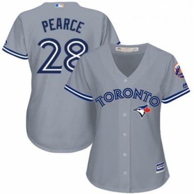 Womens Majestic Toronto Blue Jays 28 Steve Pearce Authentic Grey Road MLB Jersey