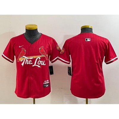 Youth St  Louis Cardinals Team Big Logo Red 2024 City Connect Limited Stitched Baseball Jersey 8