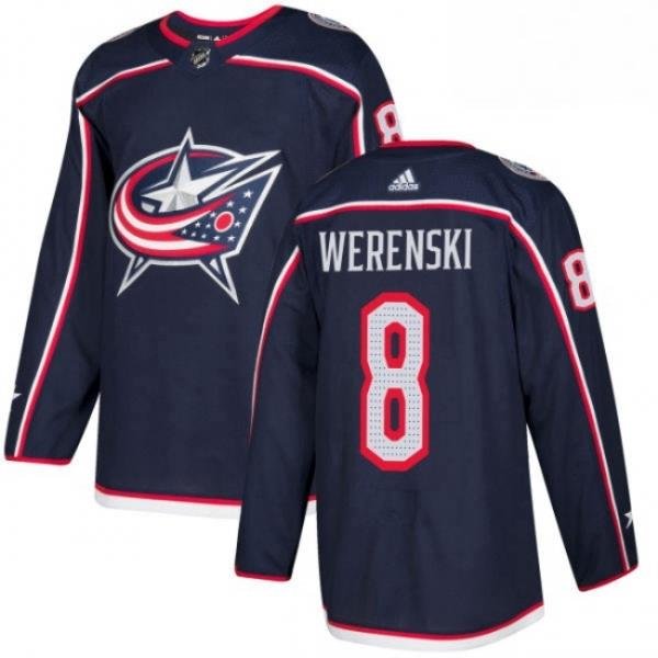 Mens Adidas Columbus Blue Jackets 8 Zach Werenski Premier Navy Blue Home NHL Jersey