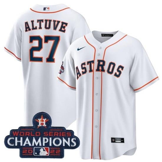 Men Houston Astros 27 Jose Altuve White 2022 World Series Champions Home Stitched Baseball Jersey