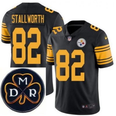 Men's Nike Pittsburgh Steelers #82 John Stallworth Elite Black Rush NFL MDR Dan Rooney Patch Jersey