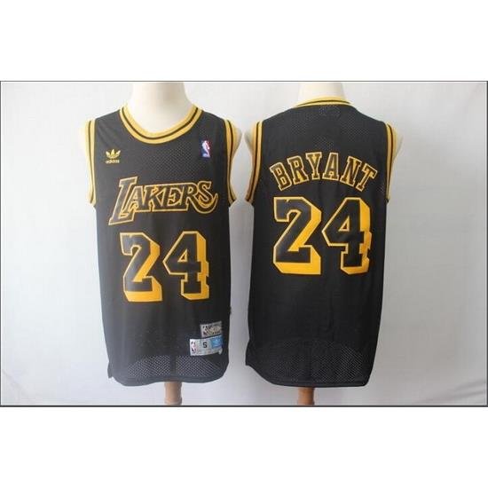 Men Adidas Lakers 24 Kobe Bryant Black Throwback NBA Jersey