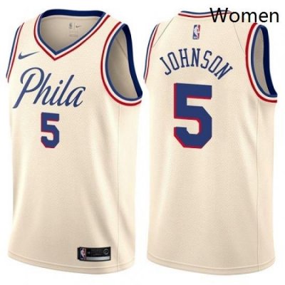 Womens Nike Philadelphia 76ers 5 Amir Johnson Swingman Cream NBA Jersey City Edition