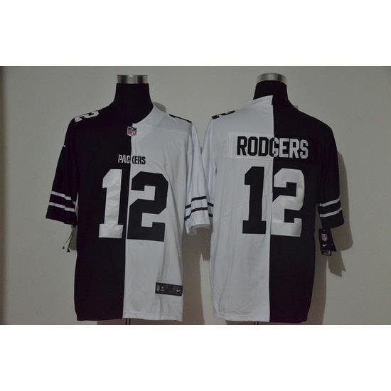 Nike Packers 12 Aaron Rodgers Black And White Split Vapor Untouchable Limited Jersey