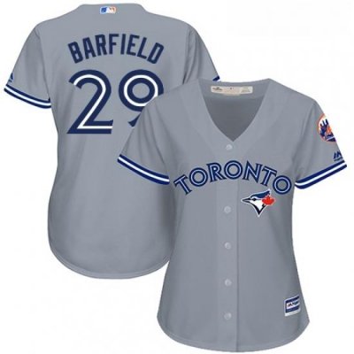 Womens Majestic Toronto Blue Jays 29 Jesse Barfield Replica Grey Road MLB Jersey