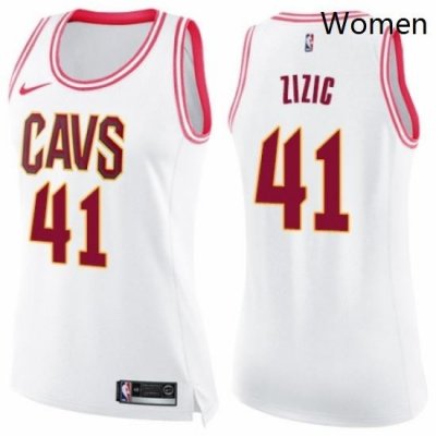 Womens Nike Cleveland Cavaliers 41 Ante Zizic Swingman WhitePink Fashion NBA Jersey