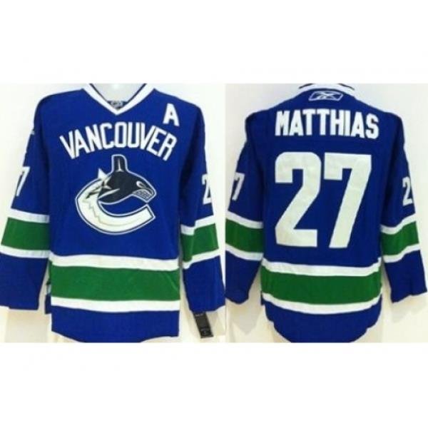 Vancouver Canucks #27 Shawn Matthias Blue Stitched Jersey