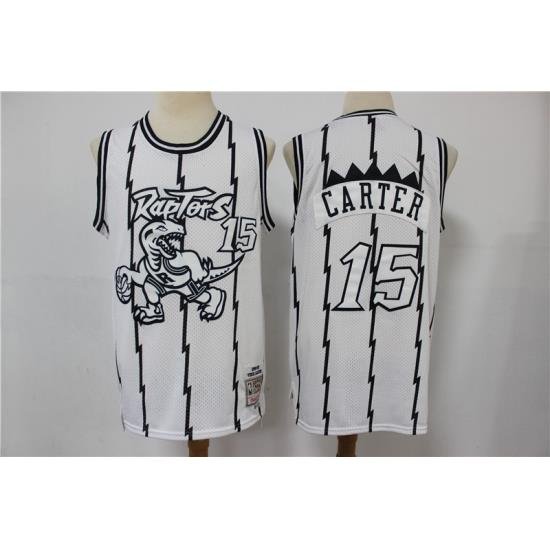 Men Toronto Raptors Vince Carter 15 White Michell Ness Jersey