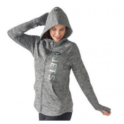 NFL New York Jets G III 4Her by Carl Banks Womens Recovery Full Zip Hoodie Heathered Gray