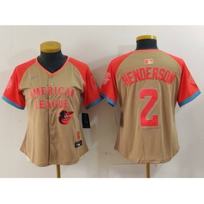 Women American League 2 Gunnar Henderson Cream 2024 All Star Limited Stitched Baseball Jersey 3