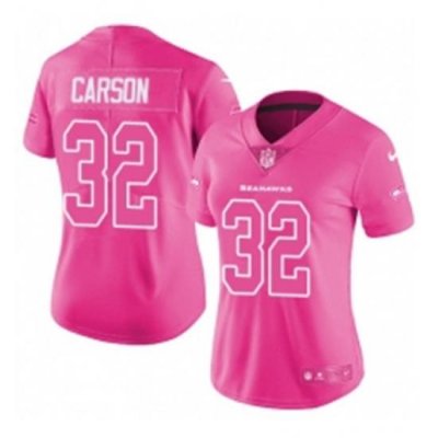 Womens Nike Seattle Seahawks 32 Chris Carson Limited Pink Rush Fashion NFL Jersey