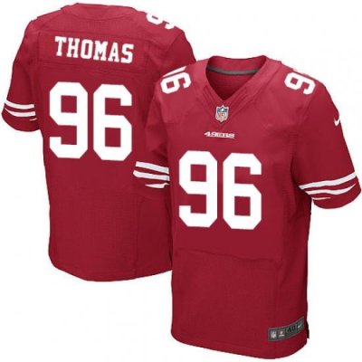 Nike 49ers #96 Solomon Thomas Red Team Color Mens Stitched NFL Elite Jersey