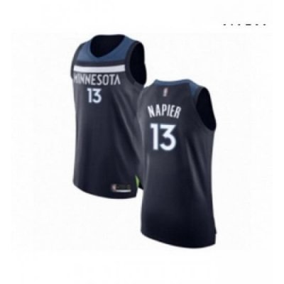 Mens Minnesota Timberwolves 13 Shabazz Napier Authentic Navy Blue Basketball Jersey Icon Edition