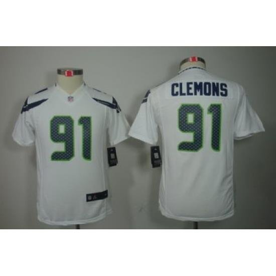 Youth Nike Nike Seattle SeahaWks 91# Chris Clemons White Color[Youth Limited Jerseys]