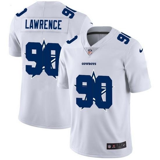 Dallas Cowboys 90 Demarcus Lawrence White Men Nike Team Logo Dual Overlap Limited NFL Jersey