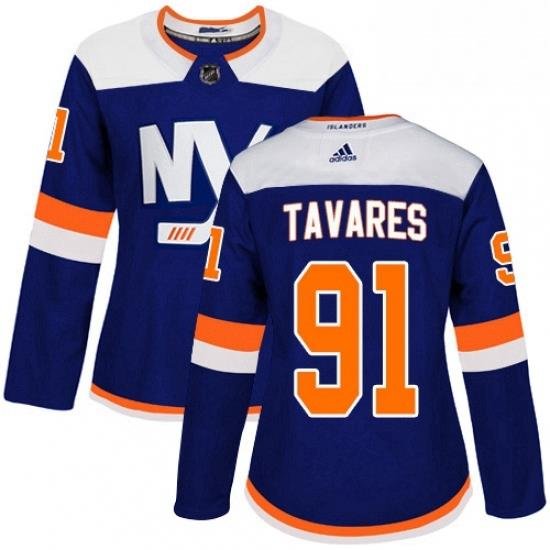 Womens Adidas New York Islanders 91 John Tavares Premier Blue Alternate NHL Jersey