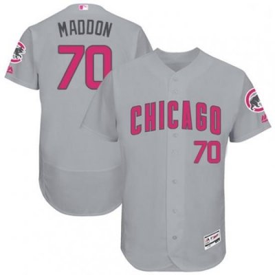 Mens Majestic Chicago Cubs 70 Joe Maddon Grey Mothers Day Flexbase Authentic Collection MLB Jersey