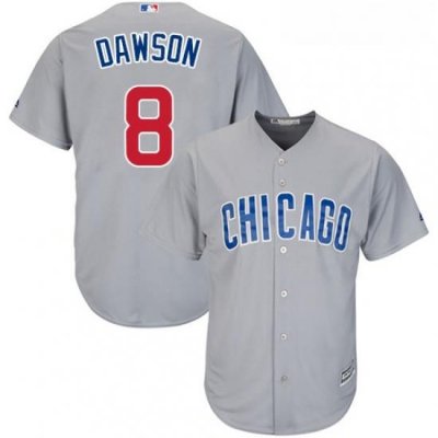 Youth Majestic Chicago Cubs 8 Andre Dawson Replica Grey Road Cool Base MLB Jersey