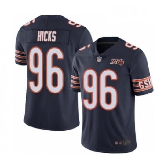 Youth Chicago Bears 96 Akiem Hicks Navy Blue Team Color 100th Season Limited Football Jersey