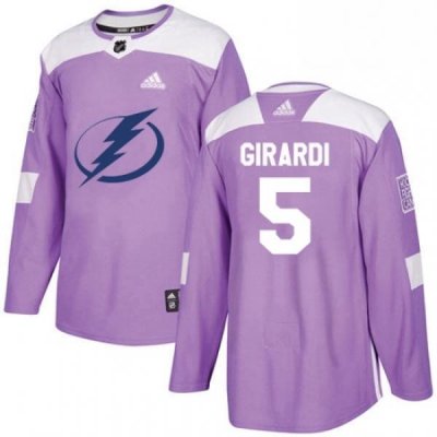 Mens Adidas Tampa Bay Lightning 5 Dan Girardi Authentic Purple Fights Cancer Practice NHL Jersey