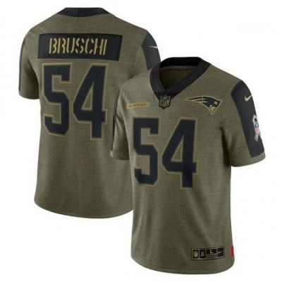 Men's New England Patriots Tedy Bruschi Nike Olive 2021 Salute To Service Retired Player Limited Jersey