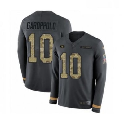 Youth Nike San Francisco 49ers 10 Jimmy Garoppolo Limited Black Salute to Service Therma Long Sleeve NFL Jersey