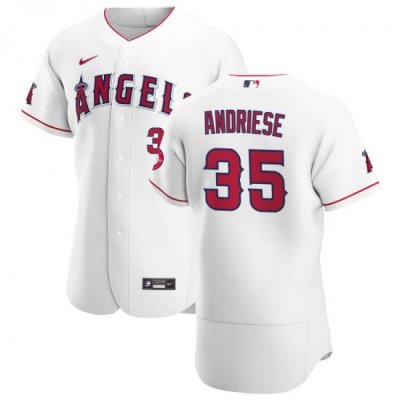 Men Los Angeles Angels 35 Matt Andriese Men Nike White Home 2020 Flex Base Player MLB Jersey