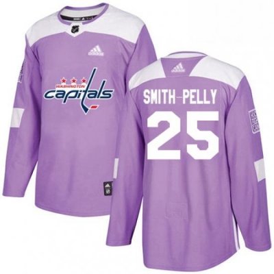 Mens Adidas Washington Capitals 25 Devante Smith Pelly Authentic Purple Fights Cancer Practice NHL Jersey