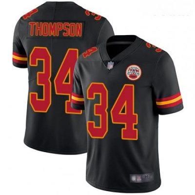 Chiefs #34 Darwin Thompson Black Youth Stitched Football Limited Rush Jersey